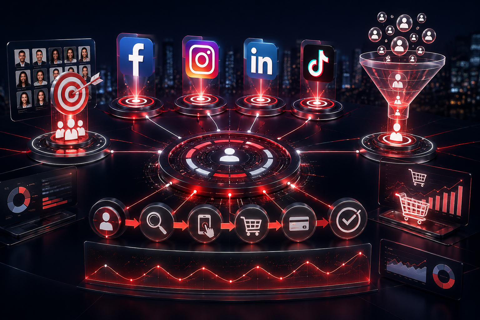 Futuristic marketing dashboard concept